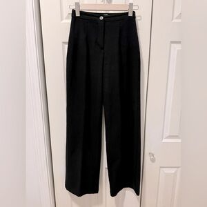 Bershka Wide-Leg Pants with Back Pocket in Black (Size 4).